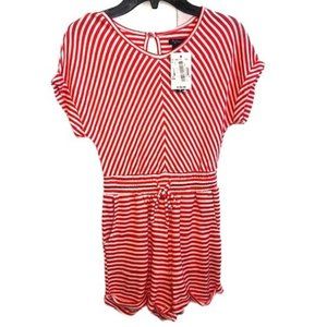 Xtraordinary Romper Red and White Stripes Girl's Size S